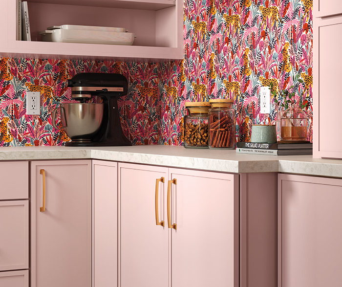 Pink Color By Number Painted Pantry Cabinets